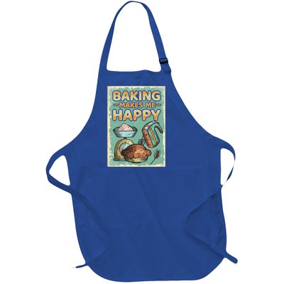 Baking Makes Me Happy Baker Baking Funny Gift Full-Length Apron With Pockets