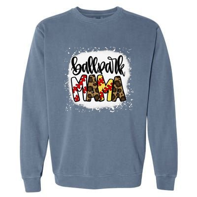 BallPark Mom Mama Baseball Softball Mother's Day Bleached Garment-Dyed Sweatshirt