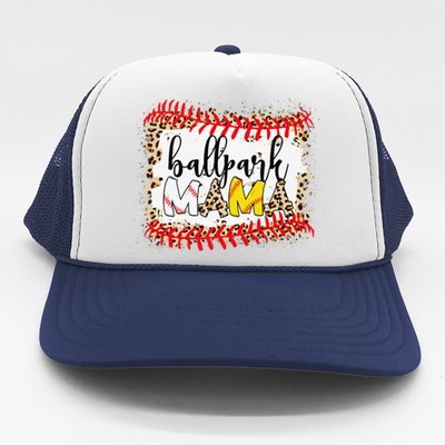 BallPark Mom Mama Baseball Softball Mother's Day Bleached Trucker Hat