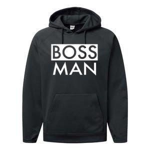 Boss Man Matching Family Couple Portrait Husband Dad Performance Fleece Hoodie