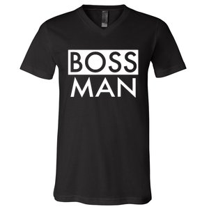 Boss Man Matching Family Couple Portrait Husband Dad V-Neck T-Shirt