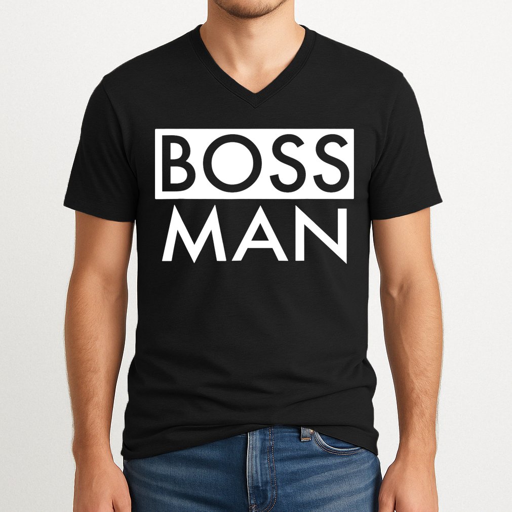 Boss Man Matching Family Couple Portrait Husband Dad V-Neck T-Shirt