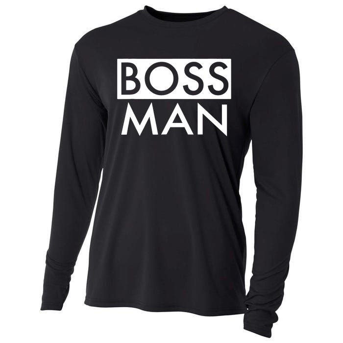 Boss Man Matching Family Couple Portrait Husband Dad Cooling Performance Long Sleeve Crew