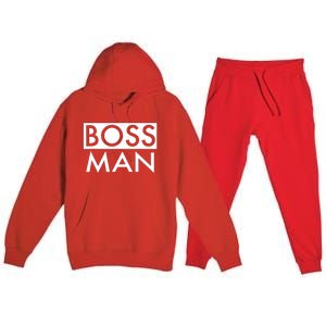 Boss Man Matching Family Couple Portrait Husband Dad Premium Hooded Sweatsuit Set