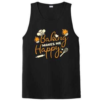 Baking Makes Me Happy Chef Hat Flour Rolling Pin Baking Gift PosiCharge Competitor Tank