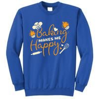 Baking Makes Me Happy Chef Hat Flour Rolling Pin Baking Gift Sweatshirt