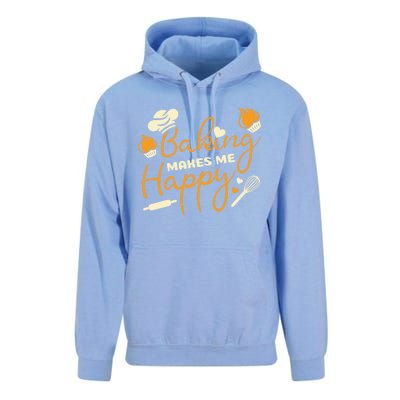 Baking Makes Me Happy Chef Hat Flour Rolling Pin Baking Gift Unisex Surf Hoodie