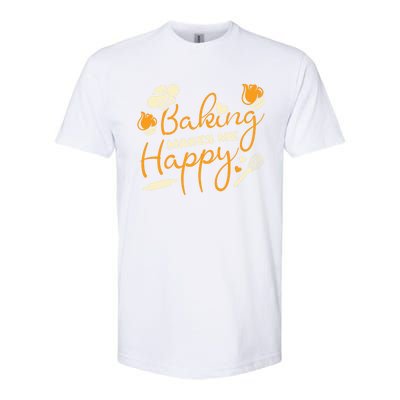 Baking Makes Me Happy Chef Hat Flour Rolling Pin Baking Gift Softstyle CVC T-Shirt