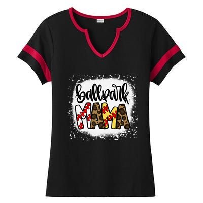 Ballpark Mom Mama Baseball Softball MotherS Day Bleached Ladies Halftime Notch Neck Tee