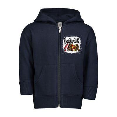 Ballpark Mom Mama Baseball Softball MotherS Day Bleached Toddler Zip Fleece Hoodie