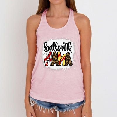 Ballpark Mom Mama Baseball Softball MotherS Day Bleached Women's Knotted Racerback Tank