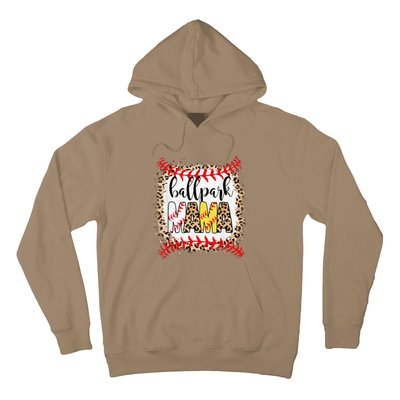 BallPark Mom Mama Baseball Softball Mother's Day BleachedGift Hoodie