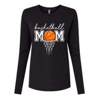 Basketball Mom Mother Leopard Basketball Hoop Net Game Day Womens Cotton Relaxed Long Sleeve T-Shirt