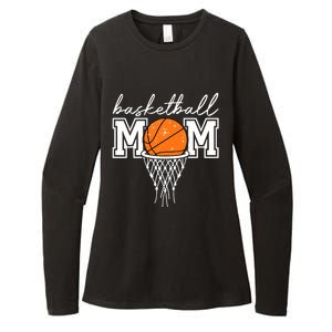 Basketball Mom Mother Leopard Basketball Hoop Net Game Day Womens CVC Long Sleeve Shirt