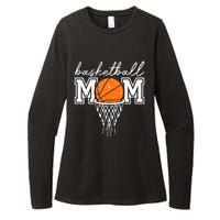 Basketball Mom Mother Leopard Basketball Hoop Net Game Day Womens CVC Long Sleeve Shirt