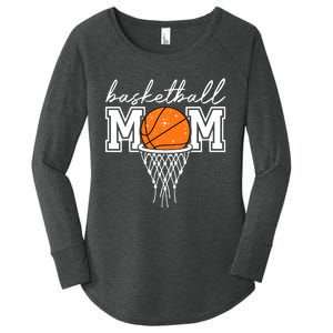 Basketball Mom Mother Leopard Basketball Hoop Net Game Day Women's Perfect Tri Tunic Long Sleeve Shirt