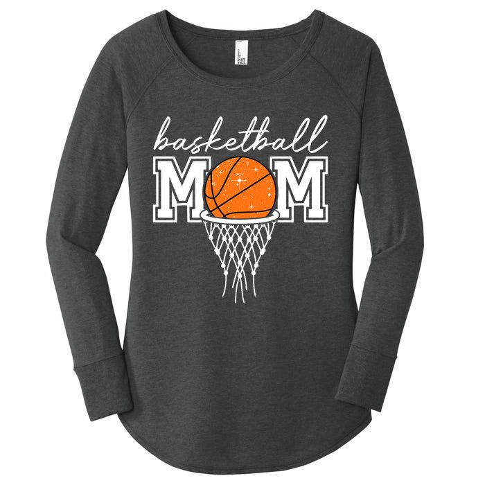 Basketball Mom Mother Leopard Basketball Hoop Net Game Day Women's Perfect Tri Tunic Long Sleeve Shirt