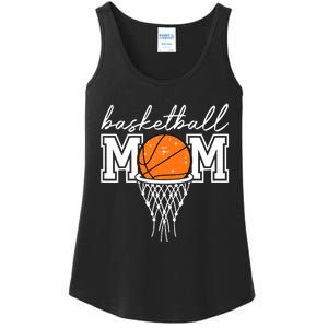 Basketball Mom Mother Leopard Basketball Hoop Net Game Day Ladies Essential Tank