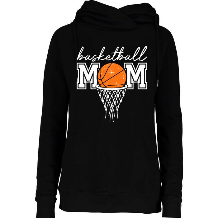 Basketball Mom Mother Leopard Basketball Hoop Net Game Day Womens Funnel Neck Pullover Hood