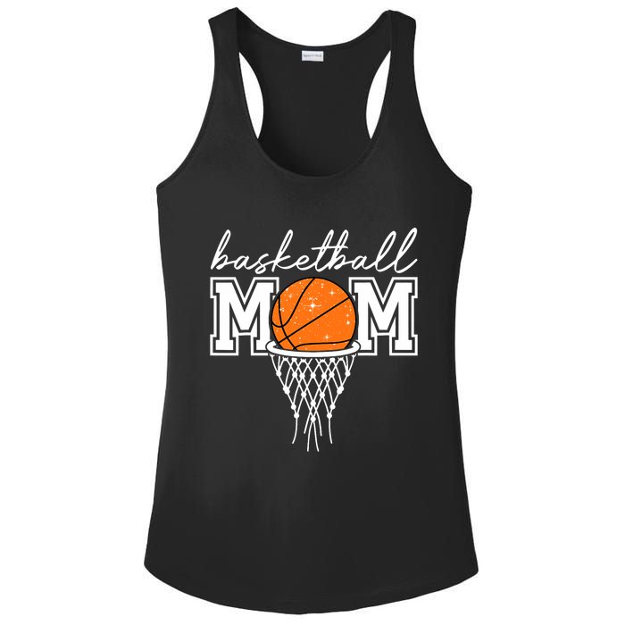 Basketball Mom Mother Leopard Basketball Hoop Net Game Day Ladies PosiCharge Competitor Racerback Tank