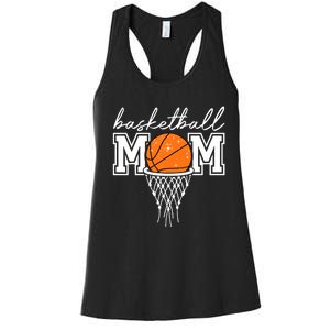 Basketball Mom Mother Leopard Basketball Hoop Net Game Day Women's Racerback Tank