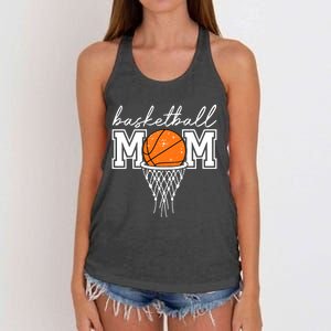 Basketball Mom Mother Leopard Basketball Hoop Net Game Day Women's Knotted Racerback Tank