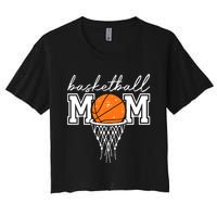 Basketball Mom Mother Leopard Basketball Hoop Net Game Day Women's Crop Top Tee