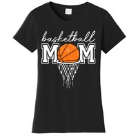 Basketball Mom Mother Leopard Basketball Hoop Net Game Day Women's T-Shirt