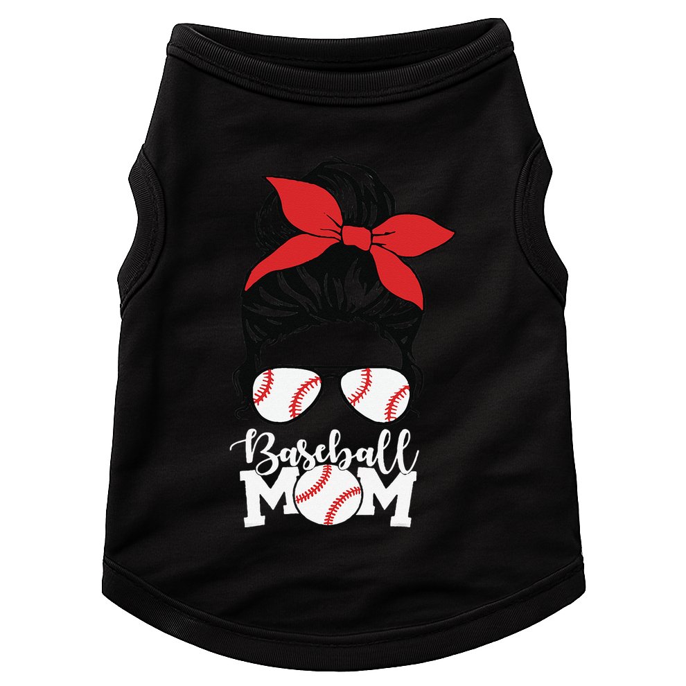 Baseball Mama Messy Bun Base Ball Glasses Mom Doggie Tank