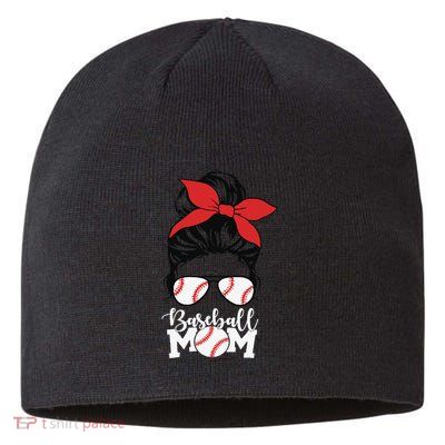 Baseball Mama Messy Bun Base Ball Glasses Mom Sustainable Beanie