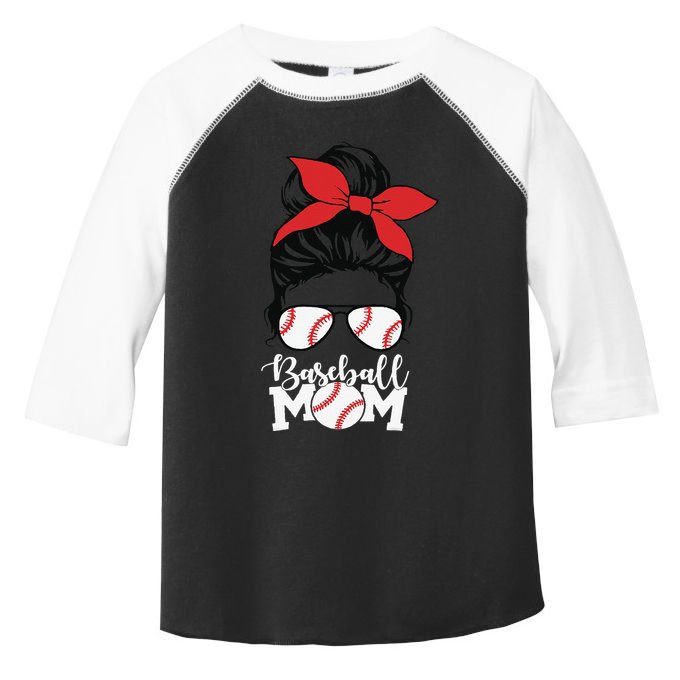 Baseball Mama Messy Bun Base Ball Glasses Mom Toddler Fine Jersey T-Shirt