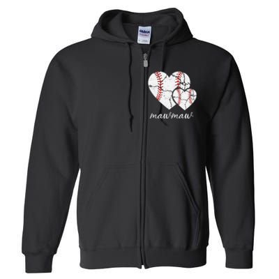 Baseball Mawmaw Mother's Day Baseball Gift Full Zip Hoodie