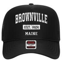 Brownville Maine Me Vintage Sports Established High Crown Mesh Back Trucker Hat