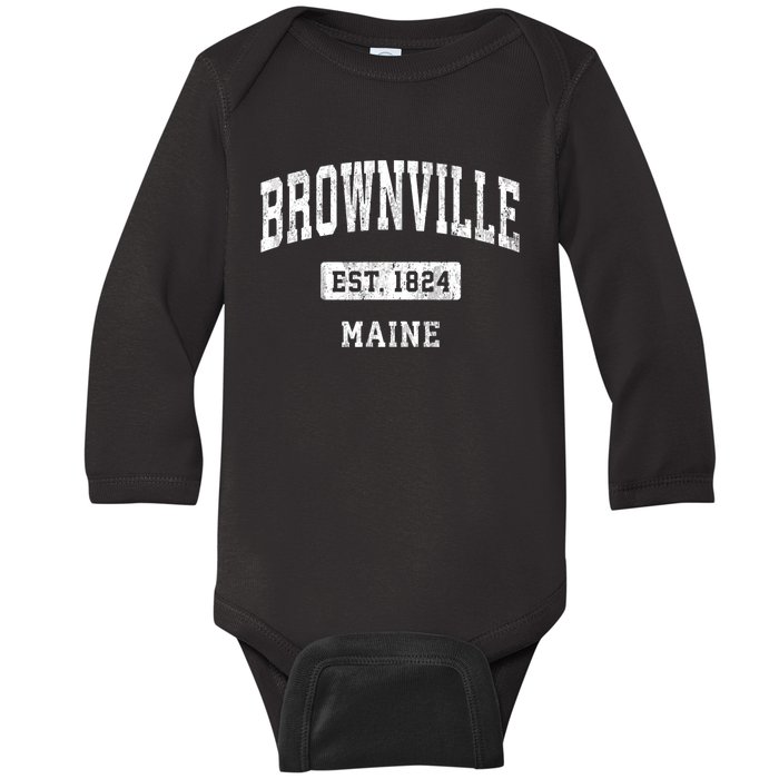 Brownville Maine Me Vintage Sports Established Baby Long Sleeve Bodysuit