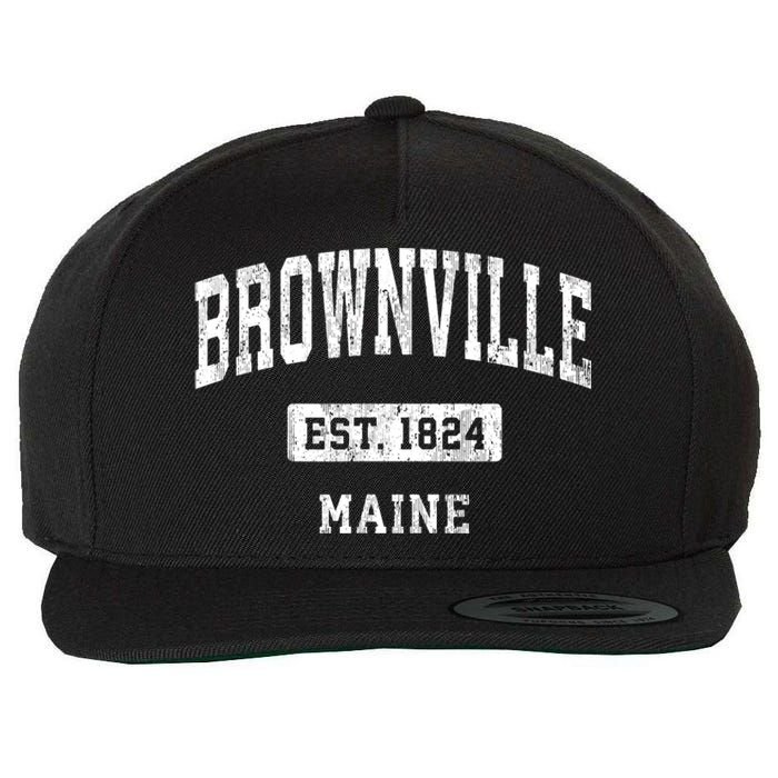 Brownville Maine Me Vintage Sports Established Wool Snapback Cap