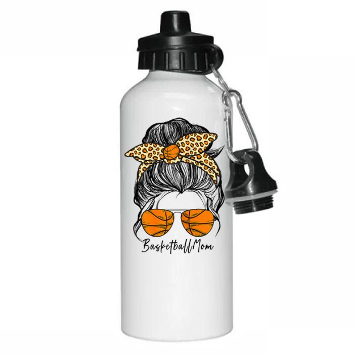 Basketball Mom Messy Bun Proud Mama Basketball Sunshades Aluminum Water Bottle