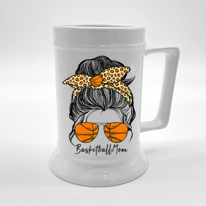 Basketball Mom Messy Bun Proud Mama Basketball Sunshades Beer Stein