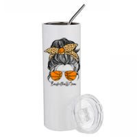 Basketball Mom Messy Bun Proud Mama Basketball Sunshades Stainless Steel Tumbler