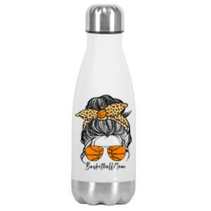 Basketball Mom Messy Bun Proud Mama Basketball Sunshades Stainless Steel Insulated Water Bottle