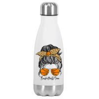 Basketball Mom Messy Bun Proud Mama Basketball Sunshades Stainless Steel Insulated Water Bottle