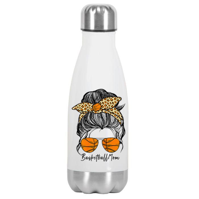 Basketball Mom Messy Bun Proud Mama Basketball Sunshades Stainless Steel Insulated Water Bottle