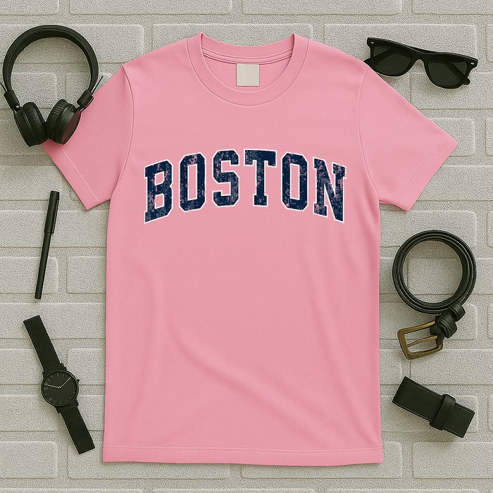 Boston Massachusetts Ma Vintage Sports Design N.A.V.Y T-Shirt