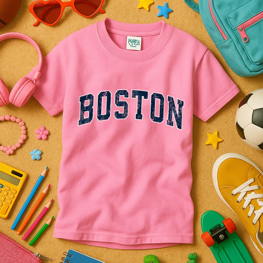 Boston Massachusetts Ma Vintage Sports Design N.A.V.Y Kids T-Shirt