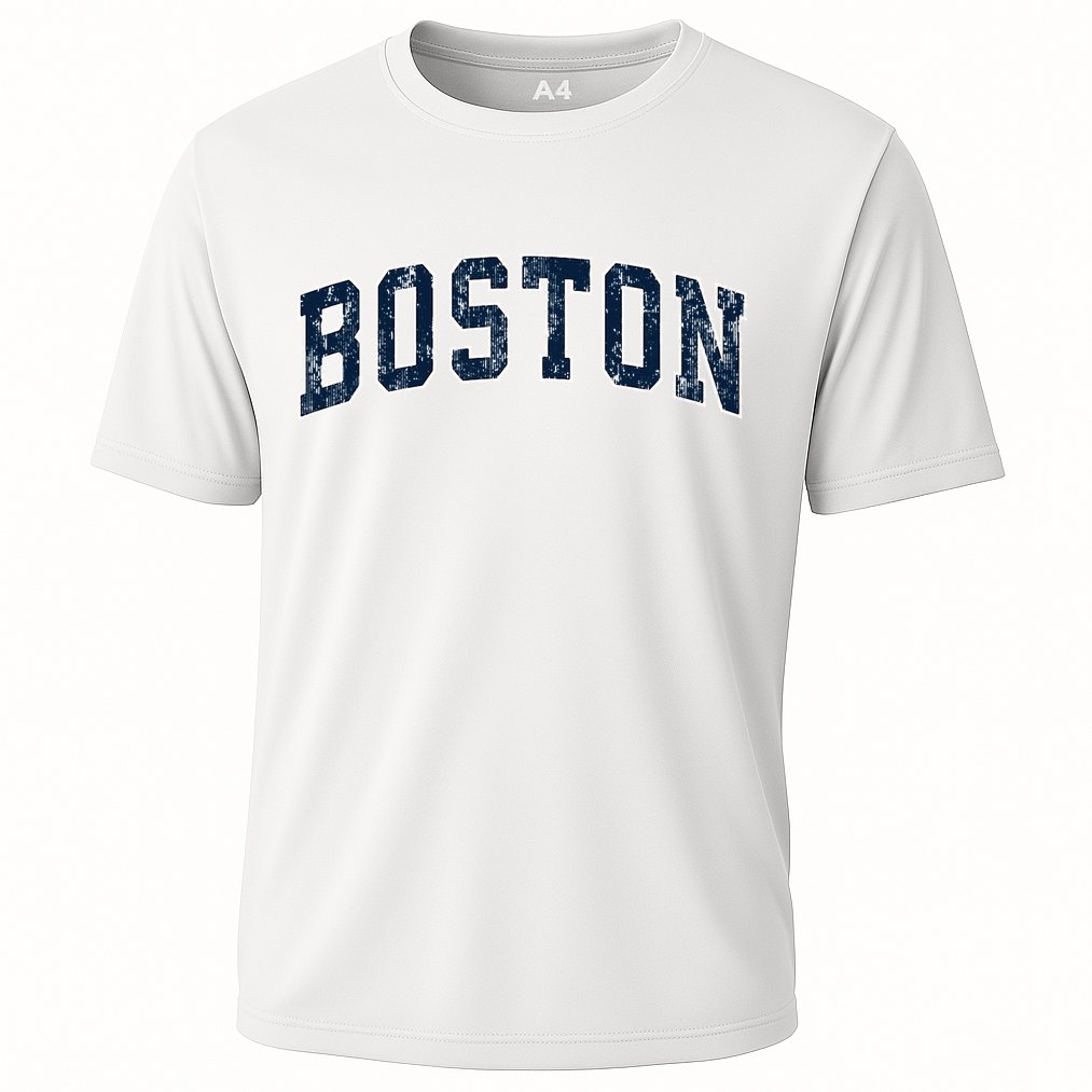 Boston Massachusetts Ma Vintage Sports Design N.A.V.Y Cooling Performance Crew T-Shirt