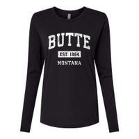 Butte Montana Mt Vintage Sports Established Womens Cotton Relaxed Long Sleeve T-Shirt