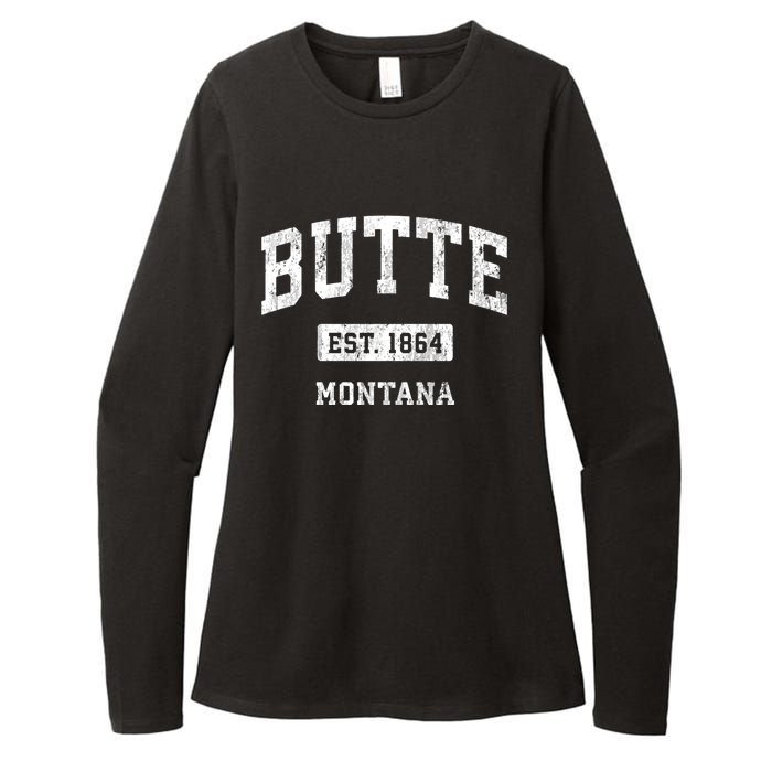 Butte Montana Mt Vintage Sports Established Womens CVC Long Sleeve Shirt