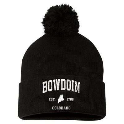 Bowdoin Maine Me Vintage Athletic Pom Pom 12in Knit Beanie