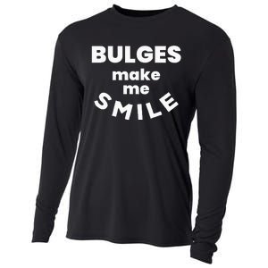 Bulges Make Me Smile Funny Naughty Rude Adult Humor Cooling Performance Long Sleeve Crew