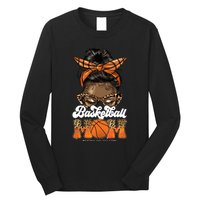 Basketball Mom Messy Bun Black Wo Leopard Mothers Day Long Long Sleeve Shirt