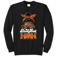 Basketball Mom Messy Bun Black Wo Leopard Mothers Day Long Sweatshirt